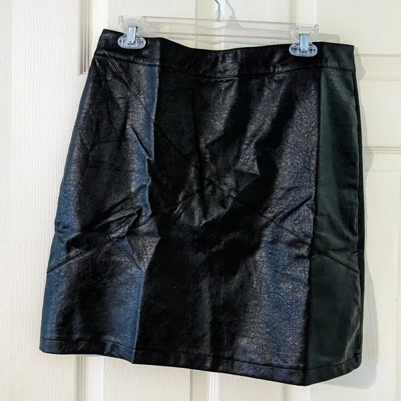 NWOT Black Mini Skirt Faux Leather. Size Large. Cute! - Picture 3 of 6